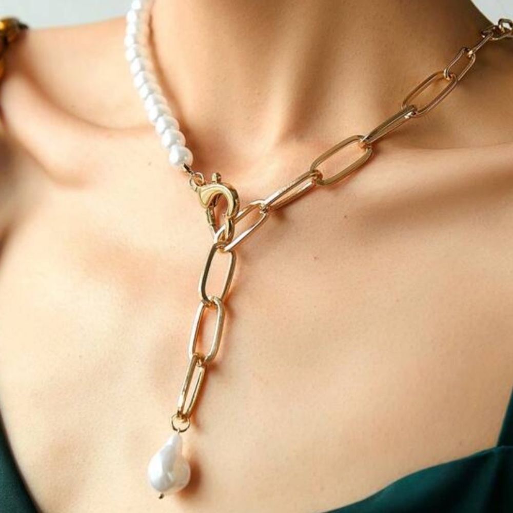 Anthropologie Gold and White Necklace